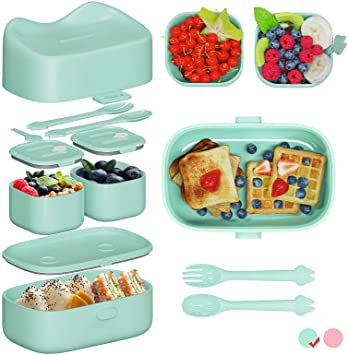 Bento Box for Adults & Kids, VOLUEX Lunch Box, Reusable, Microwavable, and Dishwasher Safe (Blue)