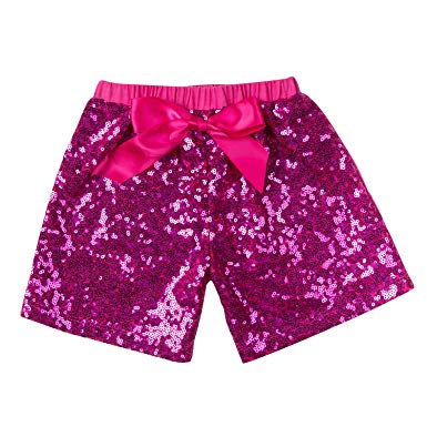 Messy Code Baby Girls Shorts Toddlers Short Sequin Pants with Bow