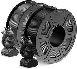 SUNLU 2kg PLA 3D Printer Filament PLA Filament 1.75mm, Neatly Wound PLA 3D Printing Filament 1.75mm, 2000g PLA Filament Good Vacuum Packaging, 2kg in Total, 1kg per Spool, Pack of 2, Black Grey