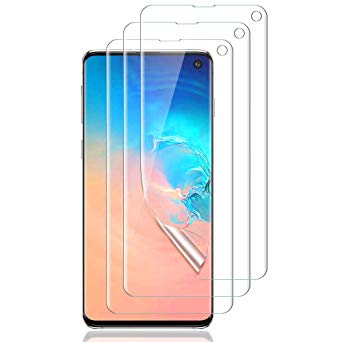 Galaxy S10 Film Full Coverage Friendly High Sensitivity Support Face and Eye Iris Unlock Anti Fingerprint PET Screen Protector Compatible with Samsung Galaxy S10 (Case Friendly)(Not Glass)(Clear)