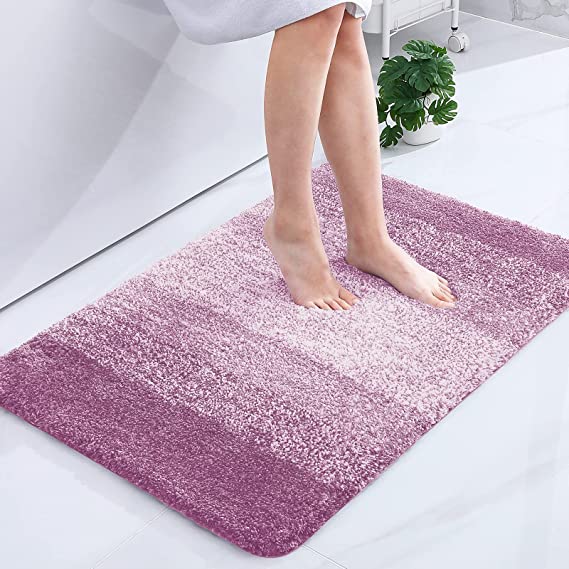 Olanly Luxury Bathroom Rug Mat, Extra Soft and Absorbent Microfiber Bath Rugs, Non-Slip Plush Shaggy Bath Carpet, Machine Wash Dry, Bath Mats for Bathroom Floor, Tub and Shower, 24x36, Purple