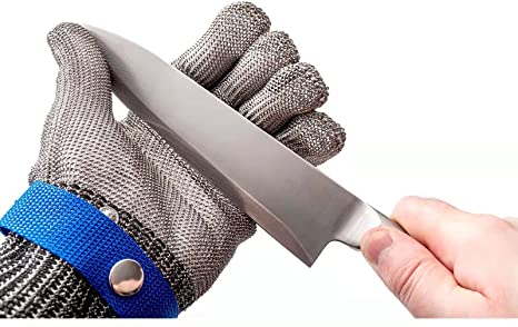 Flyzy Food Grade Level 9 Cut Resistant Gloves, Stainless Steel Mesh Metal Protection Safety Gloves
