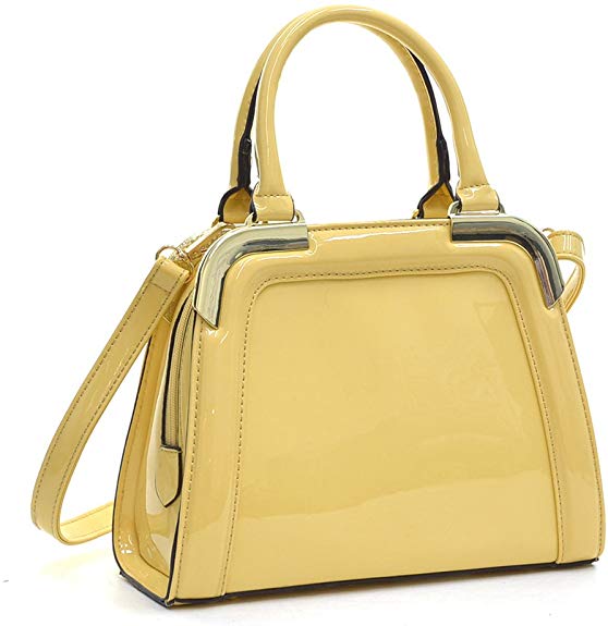 Dasein Women Small Patent Leather Satchel Handbags Structured Purse Shoulder Bag