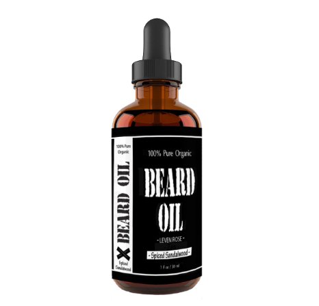 Spiced Sandalwood Scent - 1 RATED Leven Rose Beard Oil and Leave-in Conditioner - Best Scented Beard Oil 100 Organic Natural for Groomed Beard Growth Mustache Skin for Men - 1 oz - Premium Oils