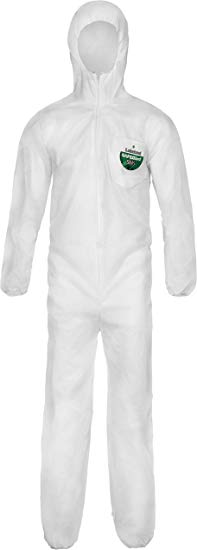 Lakeland SafeGard SMS Polypropylene Coverall with Hood, Disposable, Elastic Cuff, X-Large, White (Case of 25)