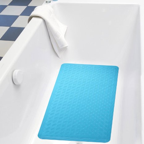 Ollieroo® Bath Mat Natural Rubber No Slip Bathtub Shower Mat Blue 27.5" X15.7"
