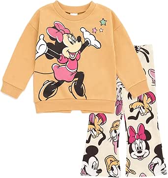 Disney Minnie Mouse Mickey Mouse Fleece Sweatshirt & Flare Leggings Outfit Set Infant to Big Kid Sizes (18 Months - 10-12)