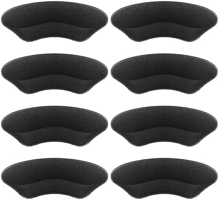Heel Grips Liner Cushions Inserts for Loose Shoes, Heel Pads Snugs for Shoe Too Big Men Women, Filler Improved Shoe Fit and Comfort, Prevent Heel Slip and Blister (4 Pairs) ((Black))