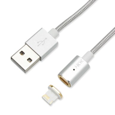 HKW Magnetic Lightning Charging Cable 4Ft/1.2m For iPhone (Silver) - Genuine Product