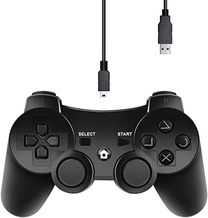 JAMSWALL Controller for PS3, Wireless Bluetooth Controller Gamepad Joystick, Double Vibrating Controller for Sony Playstation 3 with Charger Cable Cord Thump Grips