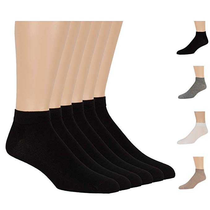 7BigStars Men Women Bamboo Ankle 6 Pack Low Cut Socks Breathable Dress Casual Seamless