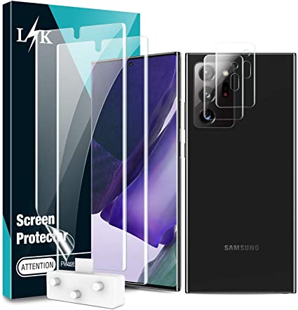 LϟK 4 Pack Screen Protector for Samsung Galaxy Note 20 Ultra 5G with 2 Pack TPU Screen Protective Film and 2 Pack Camera Lens Protector - Bubble Free Ultrasonic Fingerprint High Definition