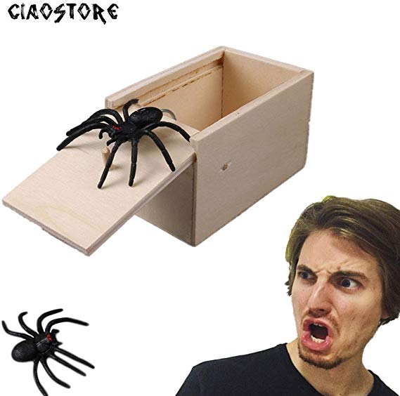 CiaoStore Spider Box Prank Scare, Handcrafted Wooden Surprise Box with Spider, Handmade Fun Practical Surprise Joke Boxes