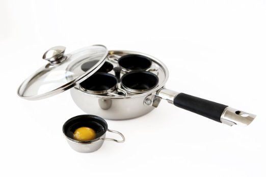 4 Cup 18/10 Stainless Steel Egg Poacher With Silicone Grip