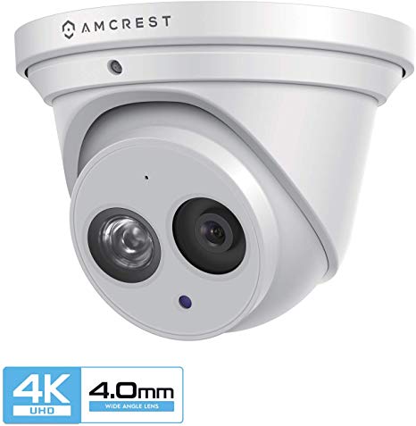 Amcrest UltraHD 4K (8MP) Outdoor Security IP Turret PoE Camera, 3840x2160, 164ft NightVision, 4.0mm Narrower Angle Lens, IP67 Weatherproof, MicroSD Recording (128GB), White (IP8M-T2499EW-40MM)