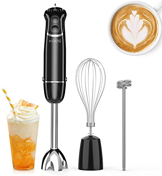 KOIOS 800W 3-in-1 Immersion Hand Blender, Titanium Plated, 12-Speed Multifunctional Ultra-Stick, Turbo Mode, BPA-Free Egg Whisk/Milk Frother Detachable