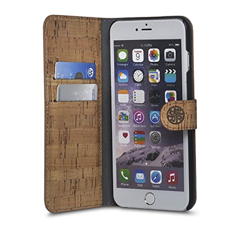 Cork Leather iPhone 6 PLUS / 6s PLUS Wallet Folio -Rome Cork Wood iPhone Plus Folio by Reveal
