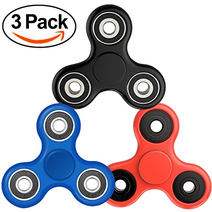 2 Pack Random Color Tri Fidget Hand Spinner, Fidget Toy Ultra Fast Bearings, Finger Toy, Great Gift for ADD, ADHD, Anxiety, and Autism Adult Children