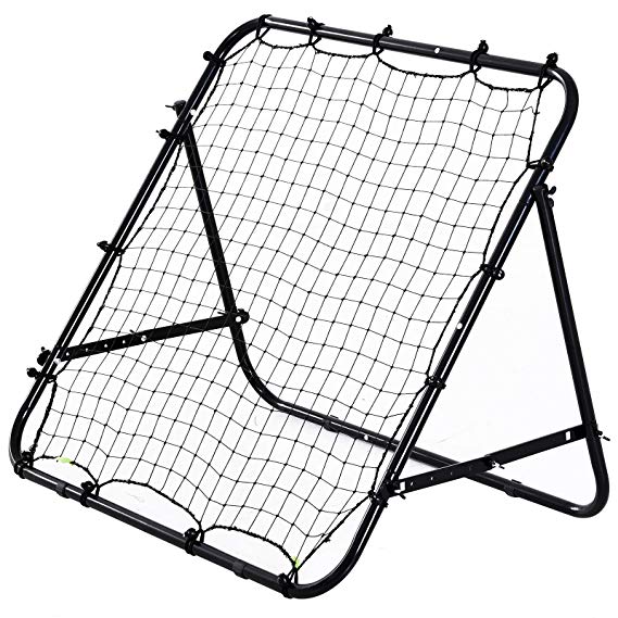 HOMCOM Rebounder Net Soccer Kickback Target Goal Kids Adults Football Training Aid Multi-Sports Practice Adjustable Black