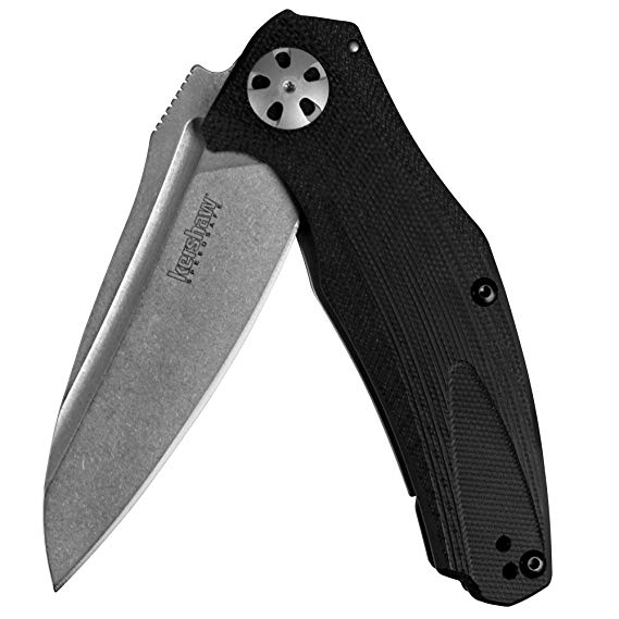 Kershaw Natrix (7007); Pocket Knife with 3.25-Inch Drop Point Stonewash 8Cr13MoV Blade with Black G-10 Handle; Features SpeedSafe Assisted Opening, Sub Frame Lock, Reversible Pocketclip; 2.9 oz.