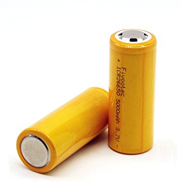 5000mAh 3.7V Rechargeable Li-ion Battery 26650- 2 Pack -More than 800 cycles -Power for Flashlight