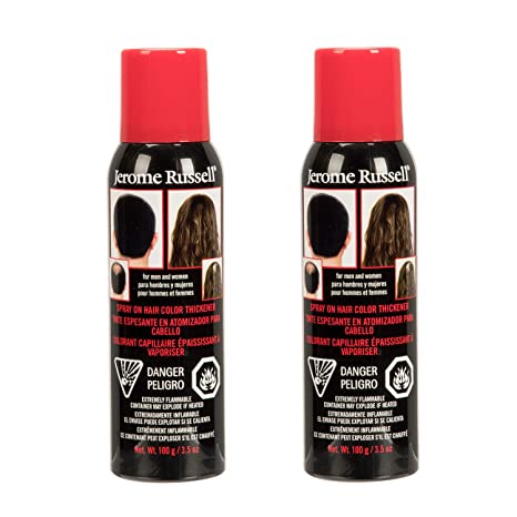 Jerome Russell Spray-On Color Black Hair Thickener 3.5 Ounce (103ml) (2 Pack)