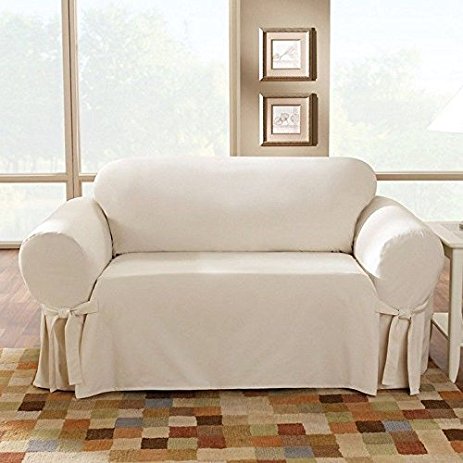 Sure Fit Cotton Duck - Sofa Slipcover  - Natural (SF26808), 34 x 72 x 40 inches