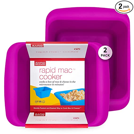 Rapid Mac Cooker | Microwave Macaroni & Cheese in 5 Minutes | Perfect for Dorm, Small Kitchen or Office | Dishwasher Safe, Microwaveable, BPA-Free | Purple, 2 Pack