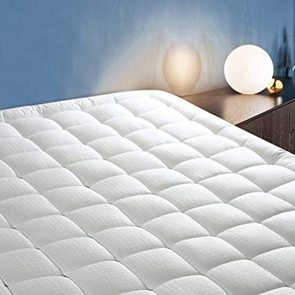 CottonHouse King Mattress Topper Pad Cover, Cooling Cotton Top Pillow Top with Down Alternative Filling (8-21" Fitted Deep Pocket)