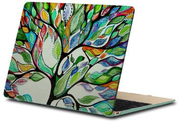 iCasso New Art Fashion Image Series Ultra Slim Light Weight Rubberized Hard Case Glossy Clear Crystal Snap-On Hard Cover Case for MacBook Air 13 Model A1369 and A1466 - Life Tree