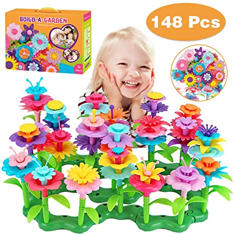 Dreampark Flower Building Toys, Garden Building Set for 3-7 Year Old Girls and Toddlers, Educational Toys Birthday Gifts Creativity Play for Kids (148 PCS)