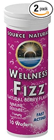 Source Naturals Wellness Fizz, Natural Berry Flavor, 10 Wafers (Pack of 2)