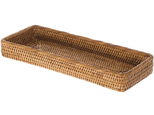 KOUBOO 1030049 La Jolla Elongated Rattan Vanity Tray, 16.25" x 6" x 2", Honey-Brown