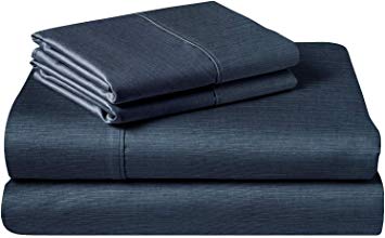 MARQUESS Cooling Bamboo Microfiber Sheet Set-Rayon from Bamboo, Breathable & Soft,Lightweight 4-Piece Bedding Sheets (Navy Blue, King Size)