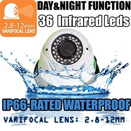 VENTECH CCTV 1000TVL Outdoor Dome Security Camera with Night Vision and 2.8-12mm Varifocal Lens