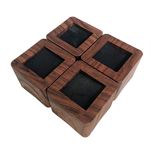 MIIX HOOM / Bed Risers 3 Inch | Heavy Duty Wooden Color Furniture Risers | 4PCS | Dark Brown Sofa Couch Risers or Table Risers (Dark Wood Color)