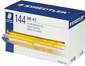 Staedtler Yellow School Pencils, Pre-Sharpened HB/#2, Wood Pencils with Eraser, 144ct Class Pack, 13247C144A