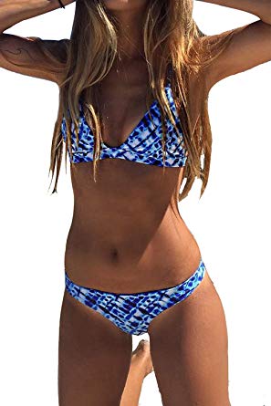 CUPSHE Women's Blue Ocean Padding Bikini Set Swimsuit