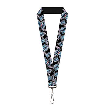 Buckle Down Lanyard - 1.0 - Stitch Poses/hibiscus Sketch Black/gray/blue Accessory