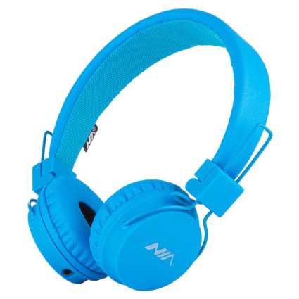 SODEE Folding Stereo Wired Headphones For Kids,Girls Headphones,Boys Headphone,In-line Microphone Remote Control Over ear Headphone with Soft Earpads for Cellphones PC Gaming Devices(Blue)
