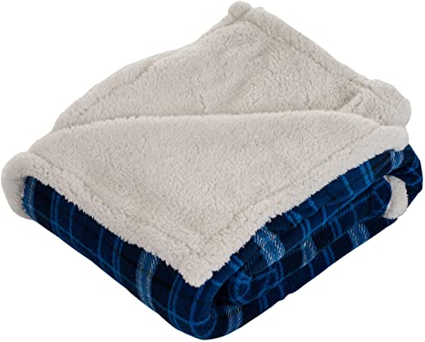 Lavish Home Throw Blanket, Fleece/Sherpa, Blue