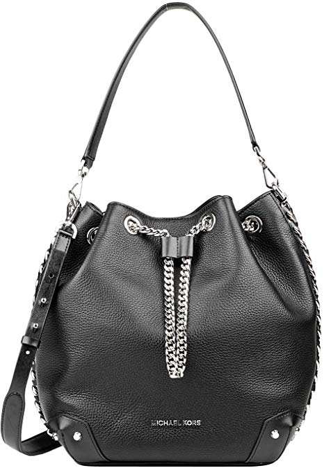 Michael Kors Women's Michael Kors Alanis Shoulder Bag In Black Grained Leather Black