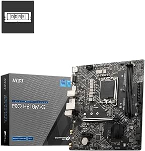 MSI PRO H610M-G ProSeries Motherboard (Support 14th/13th/12th Gen Intel Processors, LGA 1700, DDR5, PCIe 4, 1Gbps LAN, M.2, SATA 6G, USB 3.2 Gen1, mATX)