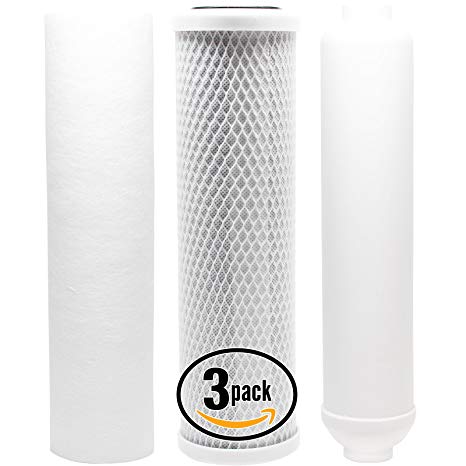 3-Pack Replacement Filter Kit for Rainsoft 9596 RO System - Includes Carbon Block Filter, PP Sediment Filter & Inline Filter Cartridge - Denali Pure Brand