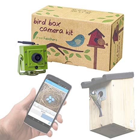 Green Feathers WiFi Bird Box Camera - HD with IR, MicroSD Recording, View directly on mobile phone or tablet