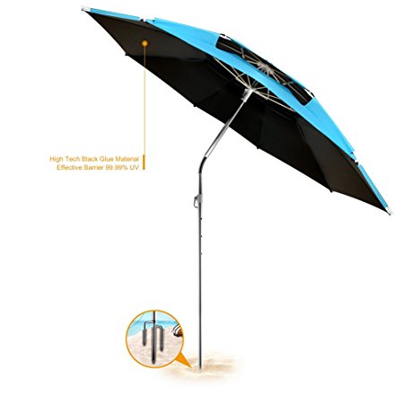 Portable Sun Beach Umbrella, 360°slant, trebling heat insulation and waterproofing,, it is usually used in, beach, fishing, football field, court and golf course.