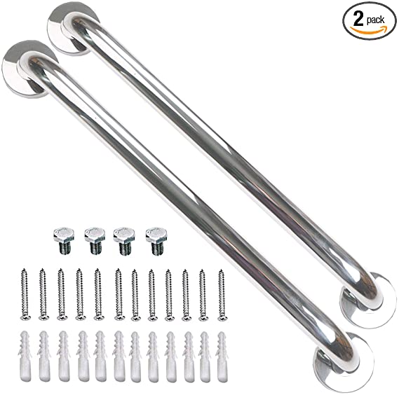 2 Pack 32 Inch Shower Grab Bar, ZUEXT SUS304 Stainless Steel Chrome Bathroom Grab Bar Handle, Shower Balance Bar, Safety Hand Rail Support, Handicap Elderly Senior Assist Bath Handle(1.25" Diameter)