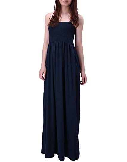 HDE Women's Strapless Maxi Dress Plus Size Tube Top Long Skirt Sundress Cover Up