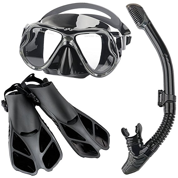 Zentouch Snorkel Set, Diving Mask with Easy Ajustable Strap 180° Panoramic View and Free Breathing Best Anti-fog Anti-leak Snorkel Mask for Adults and Kids