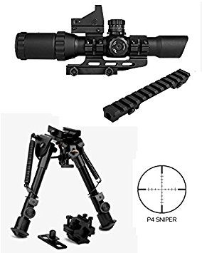 M1SURPLUS Tactical Kit For Ruger PC4 PC9 Ranch Rifles Includes Trinity 1-4x28 CQB Optic with Micro Dot Sight (Mil-Dot illuminated Reticle)   Bolt On Scope Mount   Quick Deploy Compact Bipod